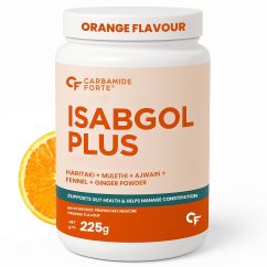 Carbamide Forte Isabgol Plus Orange Flavour 225g – Psyllium Husk with Haritaki Ajwain Fennel