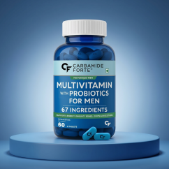 Carbamide Forte Men's Multivitamin with Probiotics and Ginseng 120 Tablets – Front