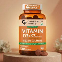 Carbamide Forte Menavon Vitamin D3 K2 MK7 120 Tablets – Lichen Source Plant-Based