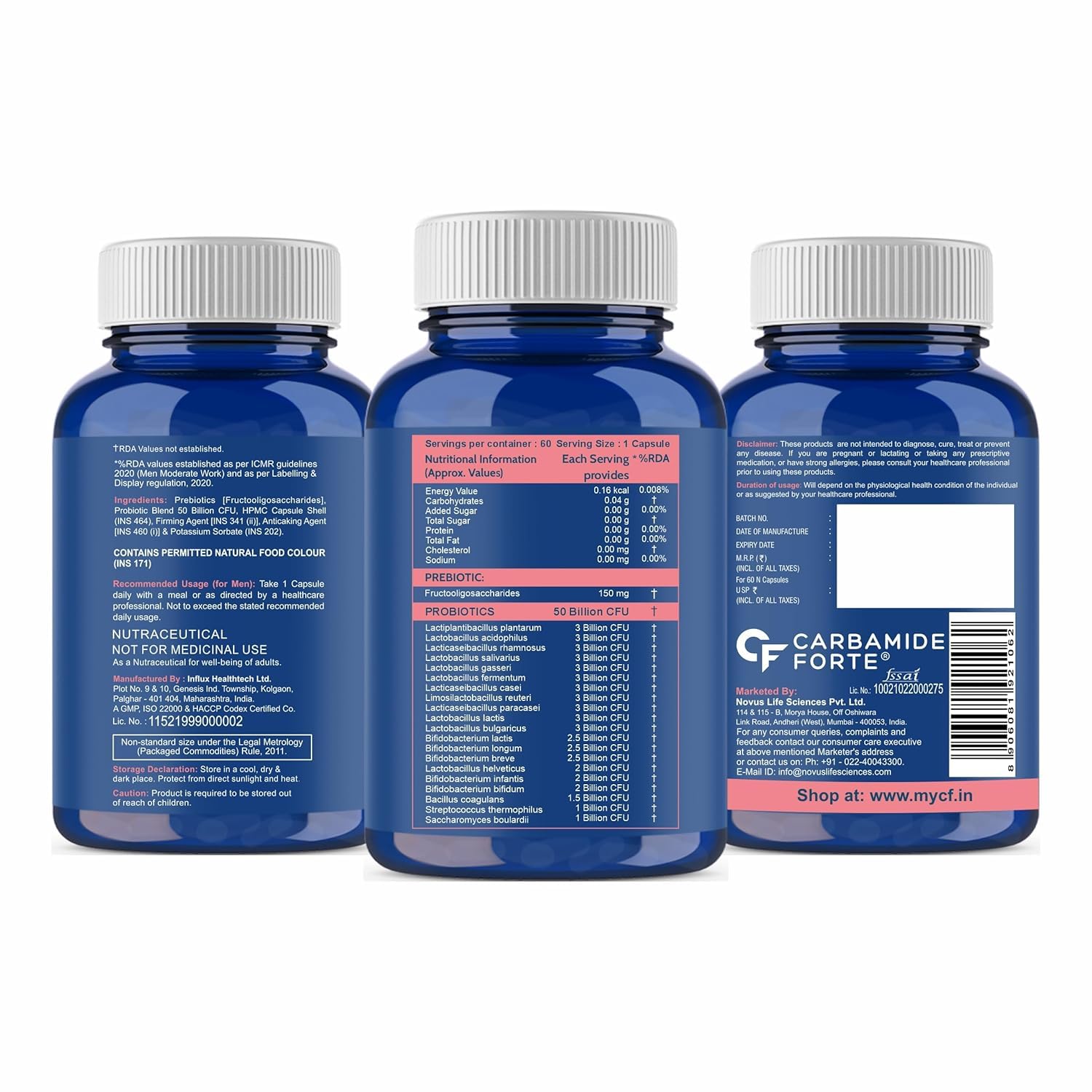 Neoflora 50 Billion CFU – Ingredients and Back Label